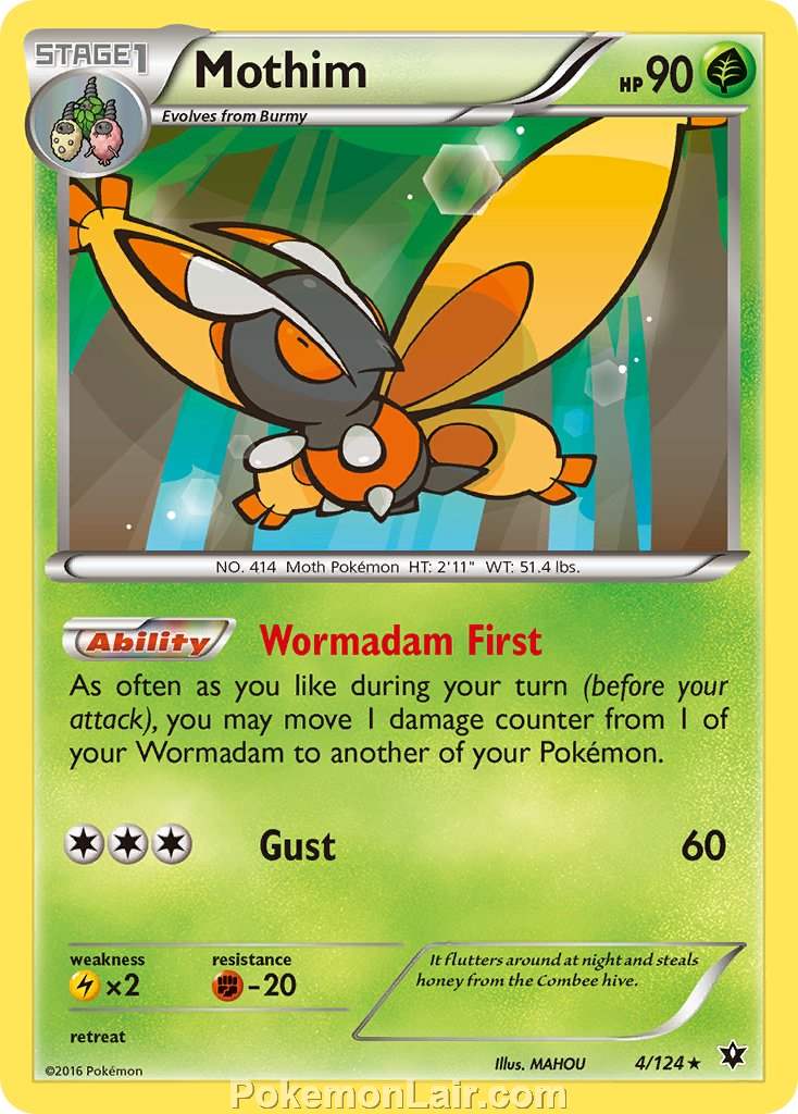 2016 Pokemon Trading Card Game Fates Collide Set – 4 Mothim