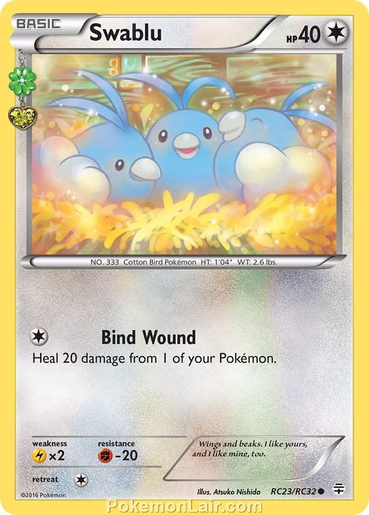 2016 Pokemon Trading Card Game Generations Price List – RC23 Swablu