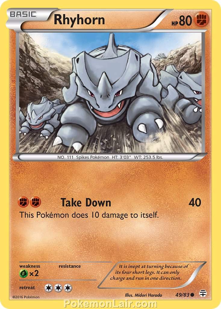 2016 Pokemon Trading Card Game Generations Set – 49 Rhyhorn