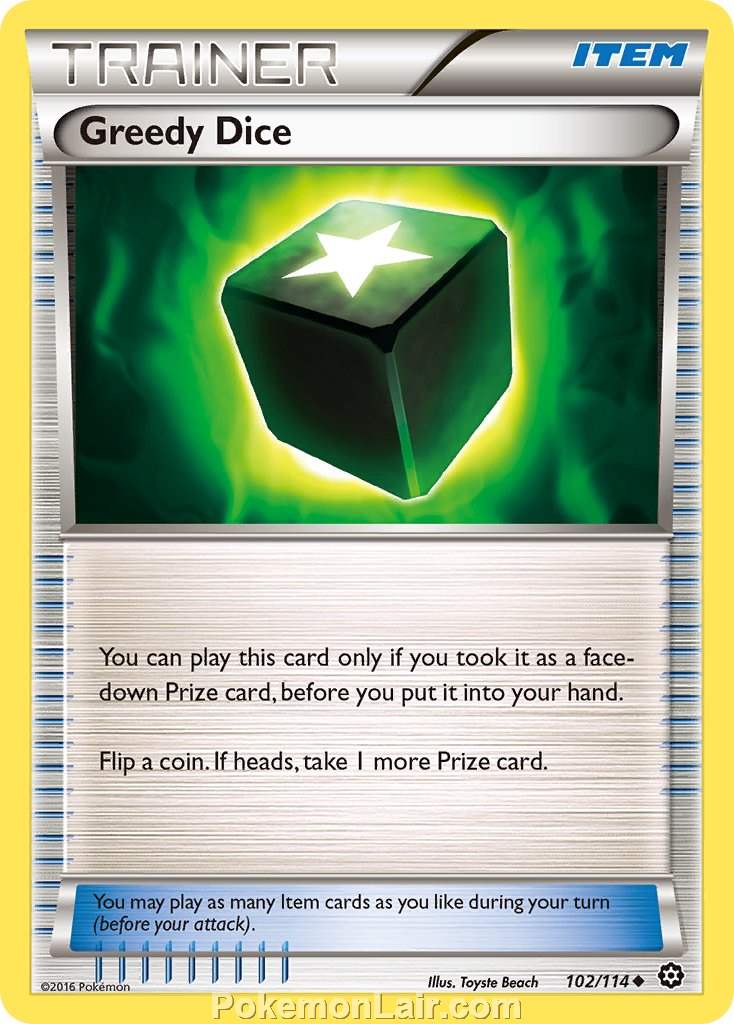 2016 Pokemon Trading Card Game Steam Siege Price List – 102 Greedy Dice