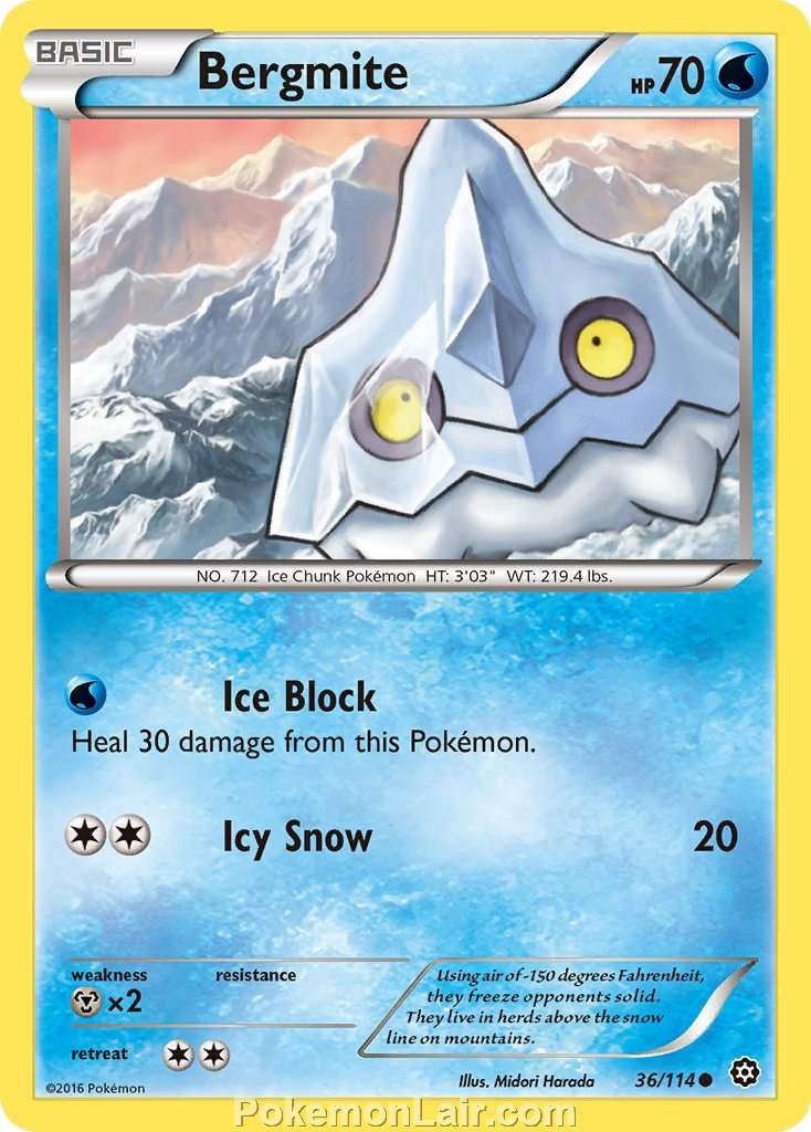 2016 Pokemon Trading Card Game Steam Siege Price List – 36 Bergmite