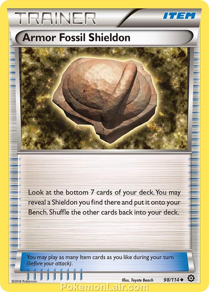 2016 Pokemon Trading Card Game Steam Siege Price List – 98 Armor Fossil Shieldon