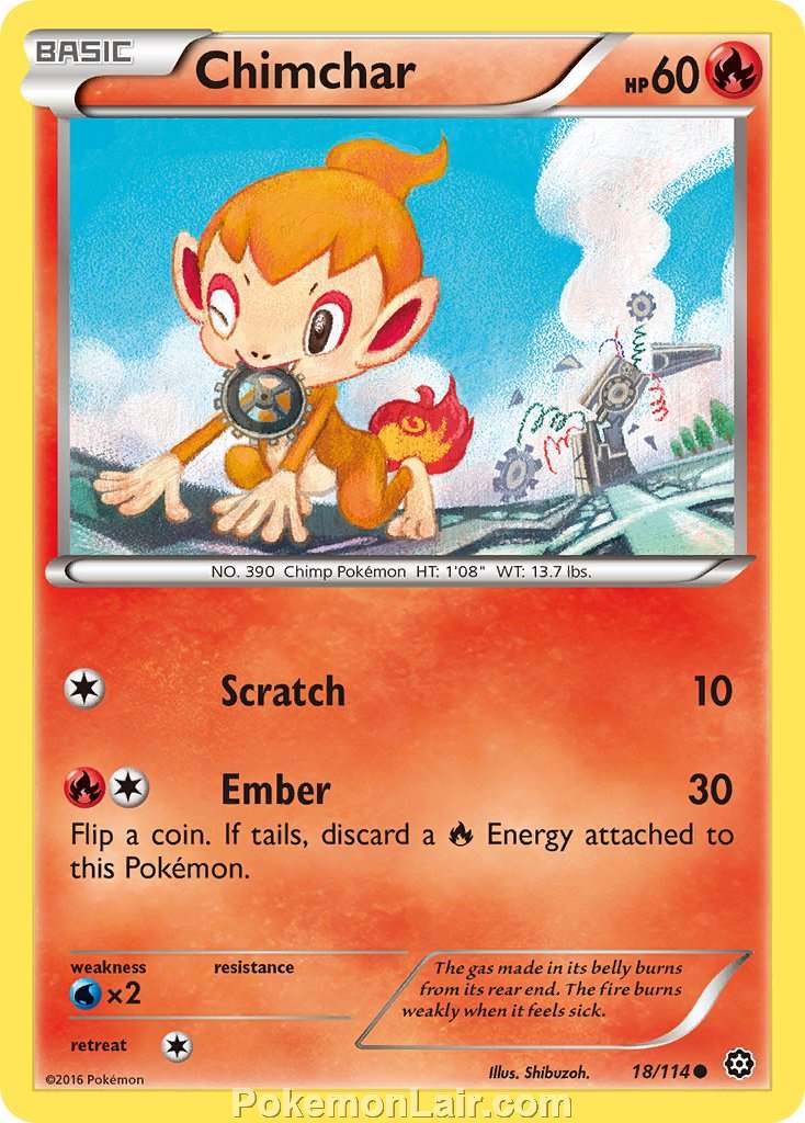 2016 Pokemon Trading Card Game Steam Siege Set – 18 Chimchar