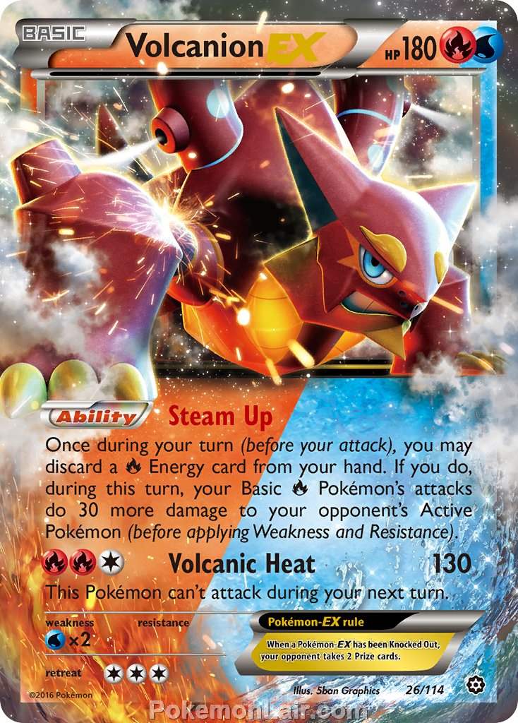 2016 Pokemon Trading Card Game Steam Siege Set – 26 Volcanion EX