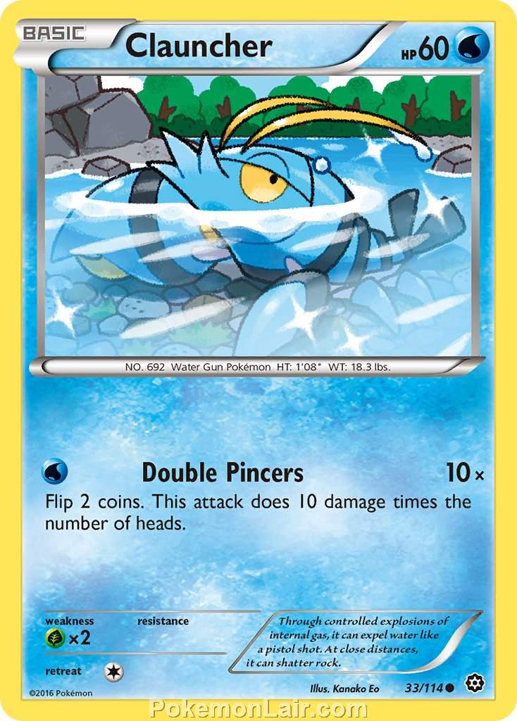 2016 Pokemon Trading Card Game Steam Siege Set – 33 Clauncher