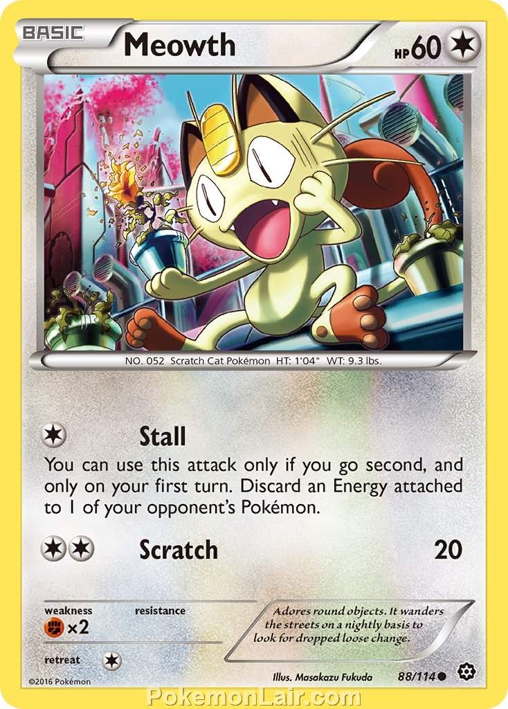 2016 Pokemon Trading Card Game Steam Siege Set – 88 Meowth