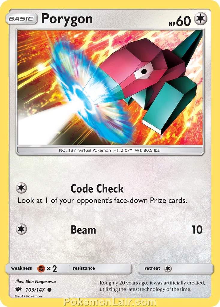 2017 Pokemon Trading Card Game Burning Shadows Price List – 103 Porygon