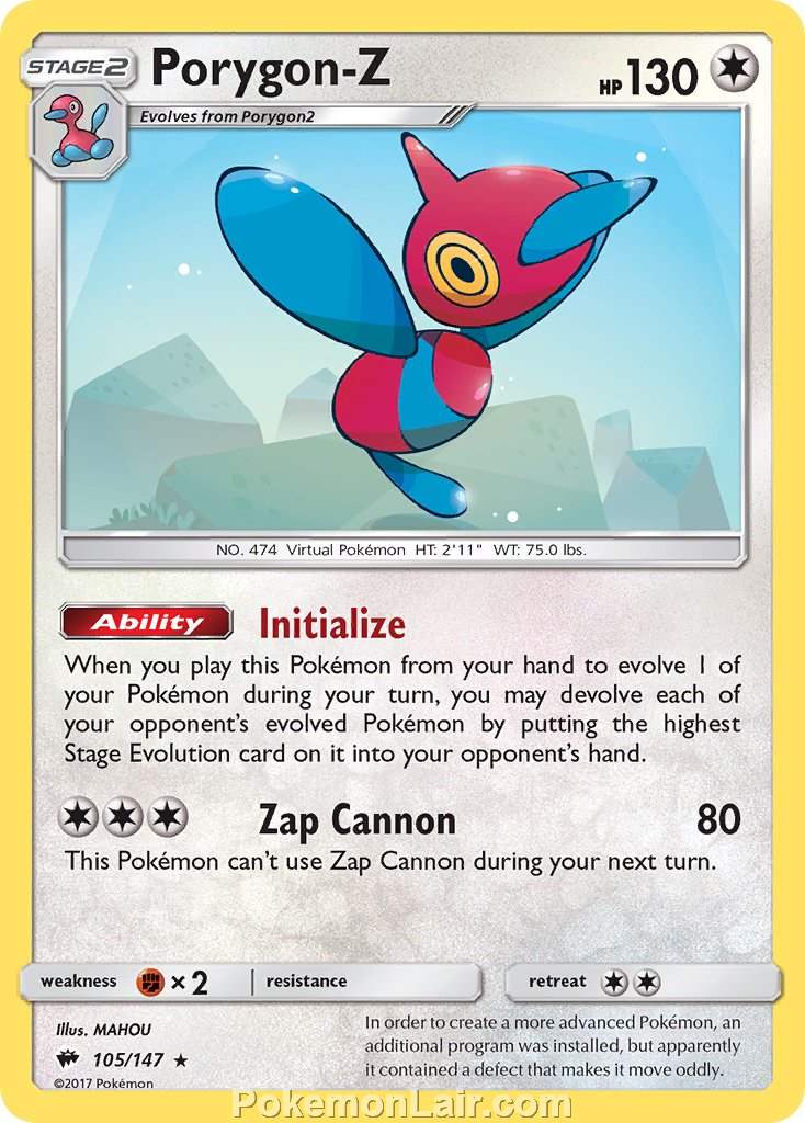 2017 Pokemon Trading Card Game Burning Shadows Price List – 105 Porygon Z