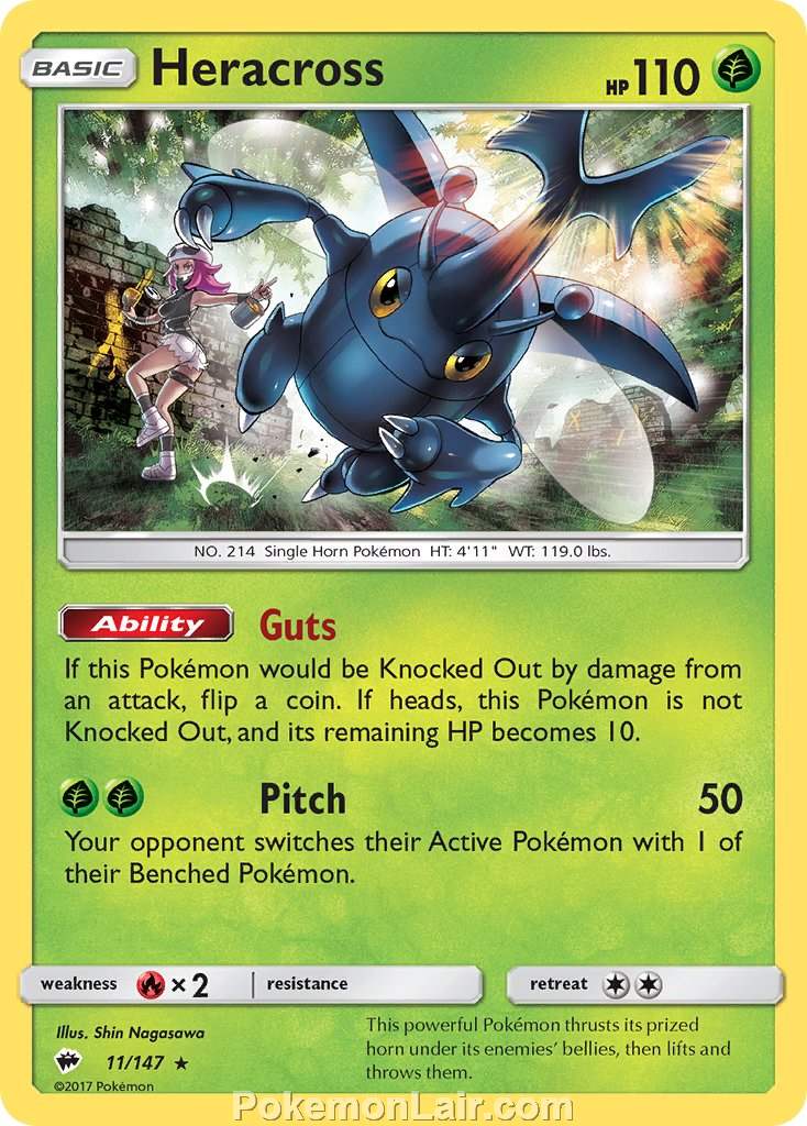 2017 Pokemon Trading Card Game Burning Shadows Price List – 11 Heracross