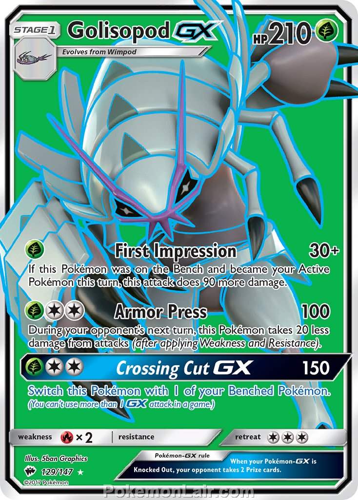 2017 Pokemon Trading Card Game Burning Shadows Price List – 129 Golisopod GX