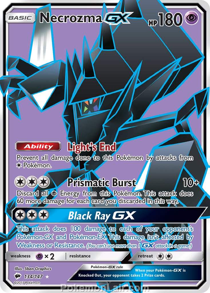 2017 Pokemon Trading Card Game Burning Shadows Price List – 134 Necrozma GX