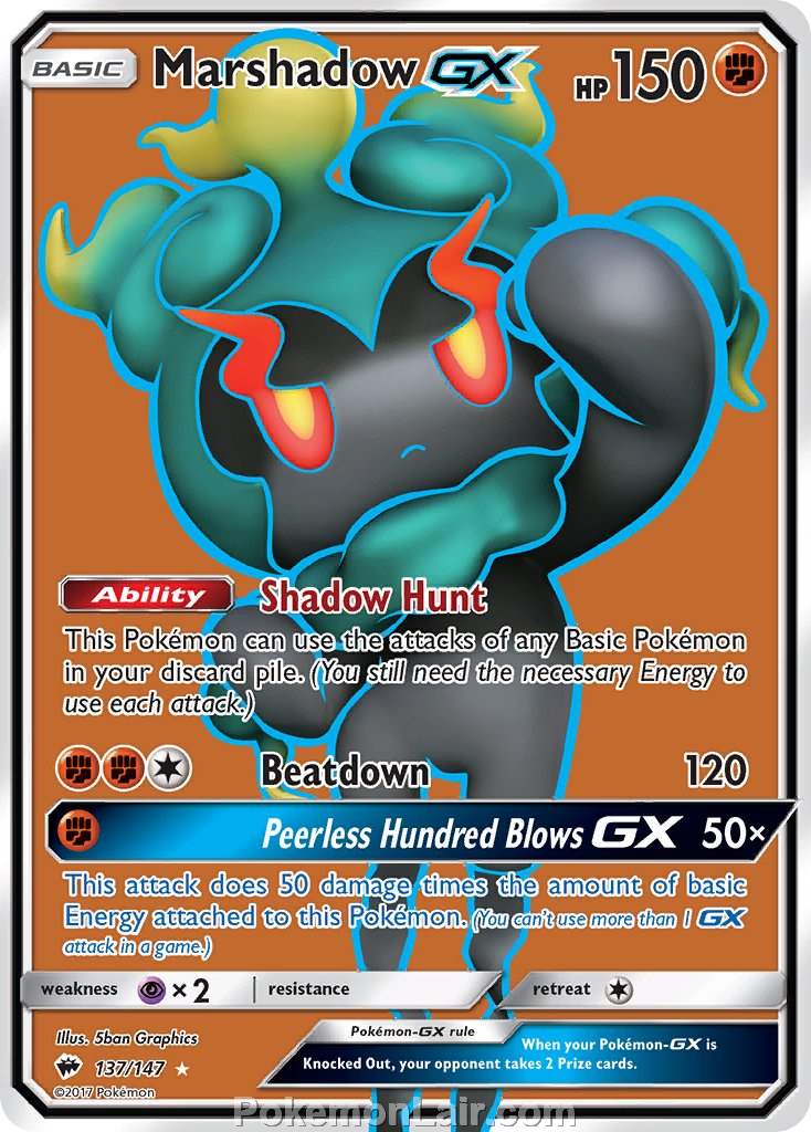 2017 Pokemon Trading Card Game Burning Shadows Price List – 137 Marshadow GX