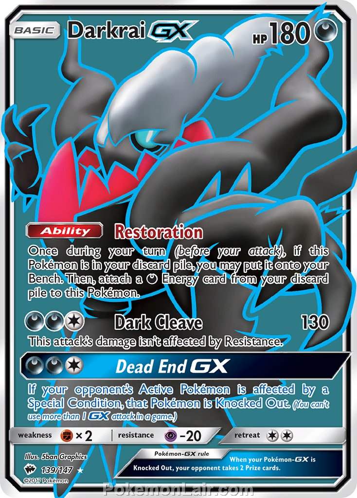 2017 Pokemon Trading Card Game Burning Shadows Price List – 139 Darkrai GX