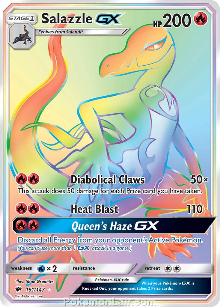 2017 Pokemon Trading Card Game Burning Shadows Price List – 151 Salazzle GX