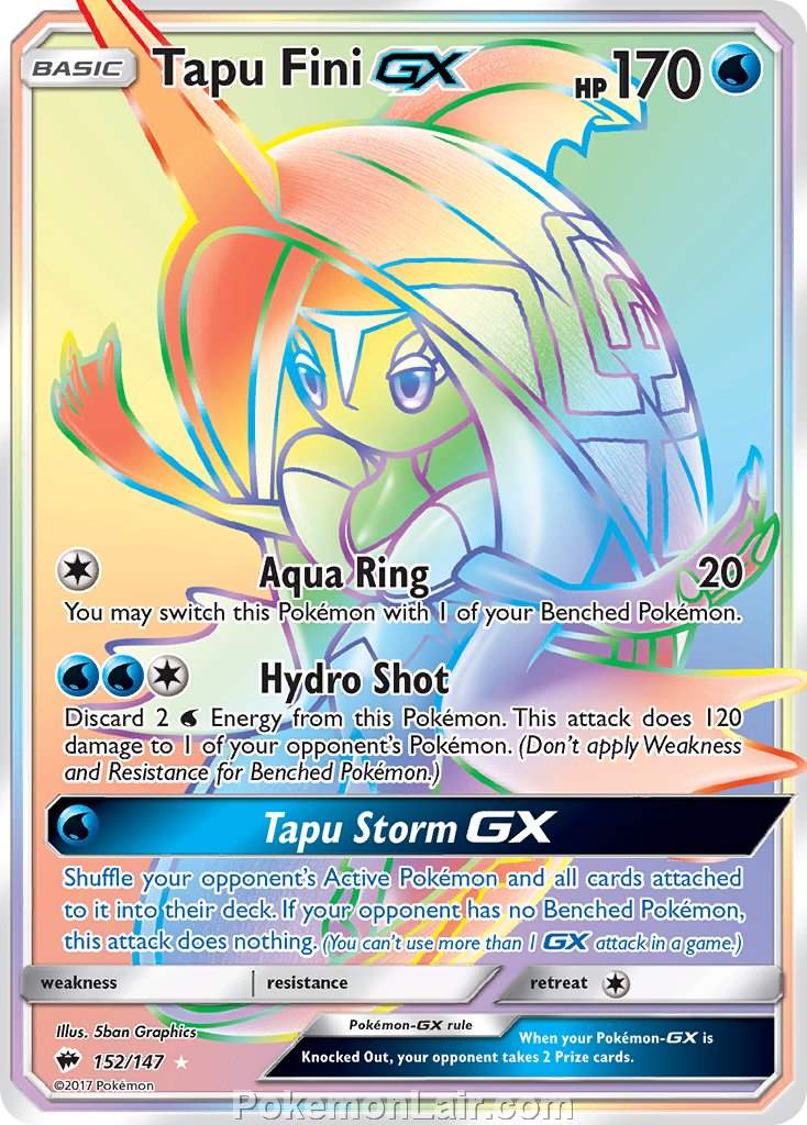 2017 Pokemon Trading Card Game Burning Shadows Price List – 152 Tapu Fini GX