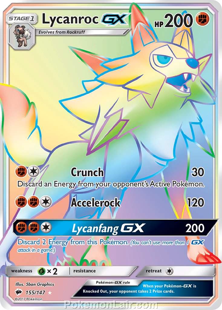 2017 Pokemon Trading Card Game Burning Shadows Price List – 155 Lycanroc GX