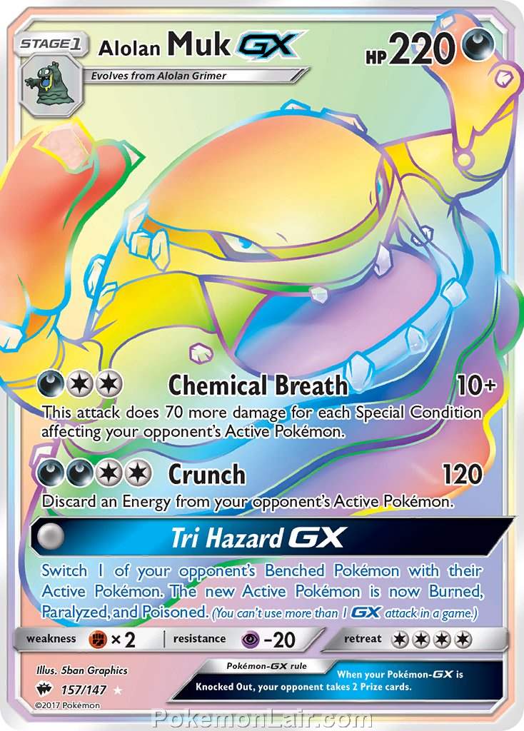 2017 Pokemon Trading Card Game Burning Shadows Price List – 157 Alolan Muk GX