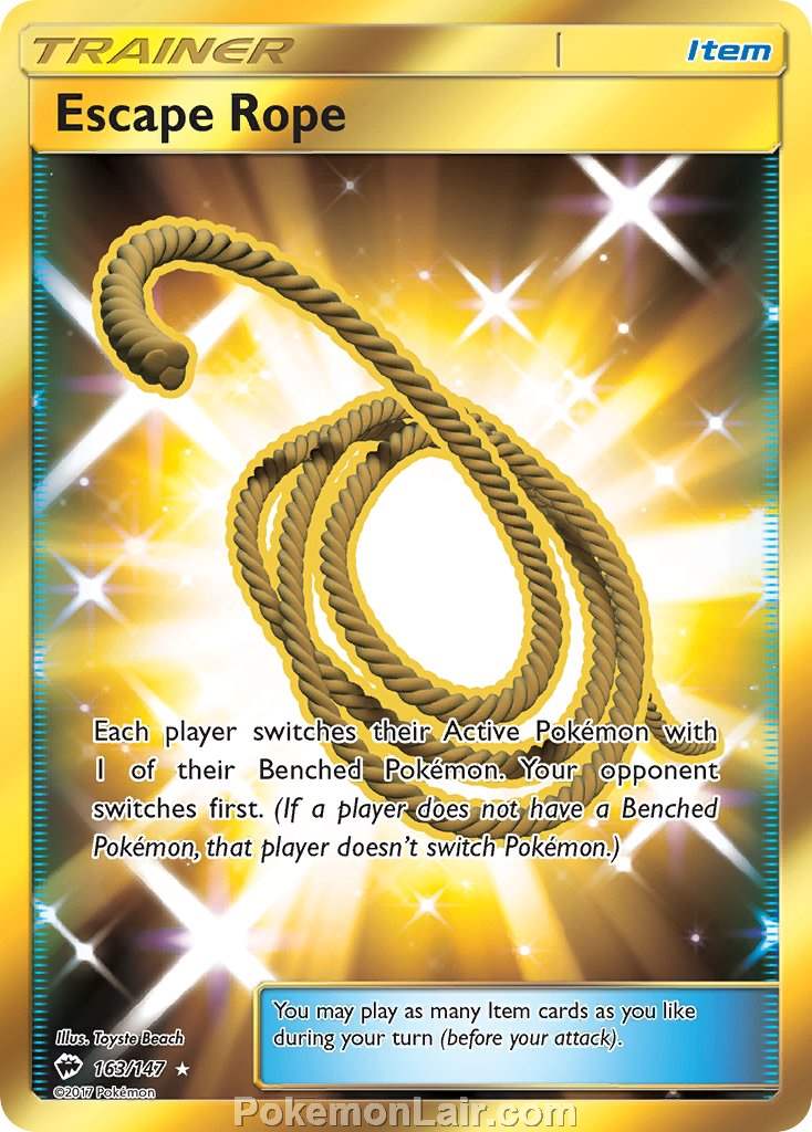 2017 Pokemon Trading Card Game Burning Shadows Price List – 163 Escape Rope