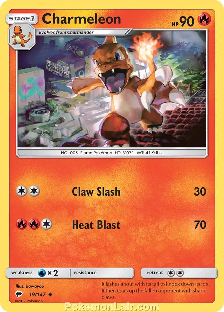 2017 Pokemon Trading Card Game Burning Shadows Price List – 19 Charmeleon