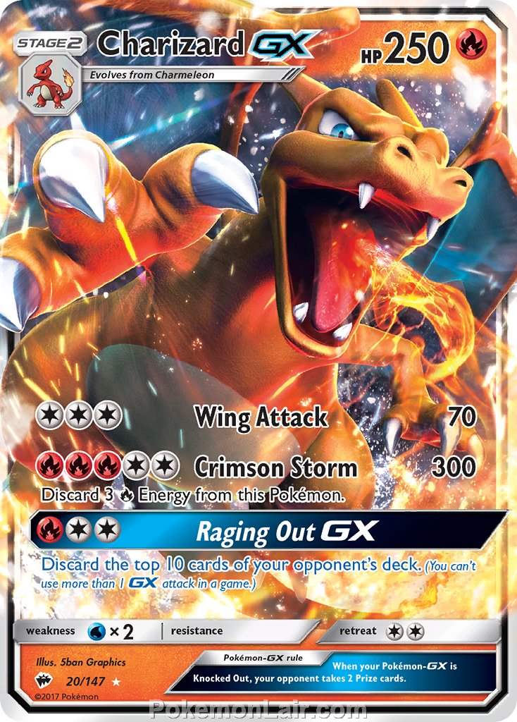 2017 Pokemon Trading Card Game Burning Shadows Price List – 20 Charizard GX