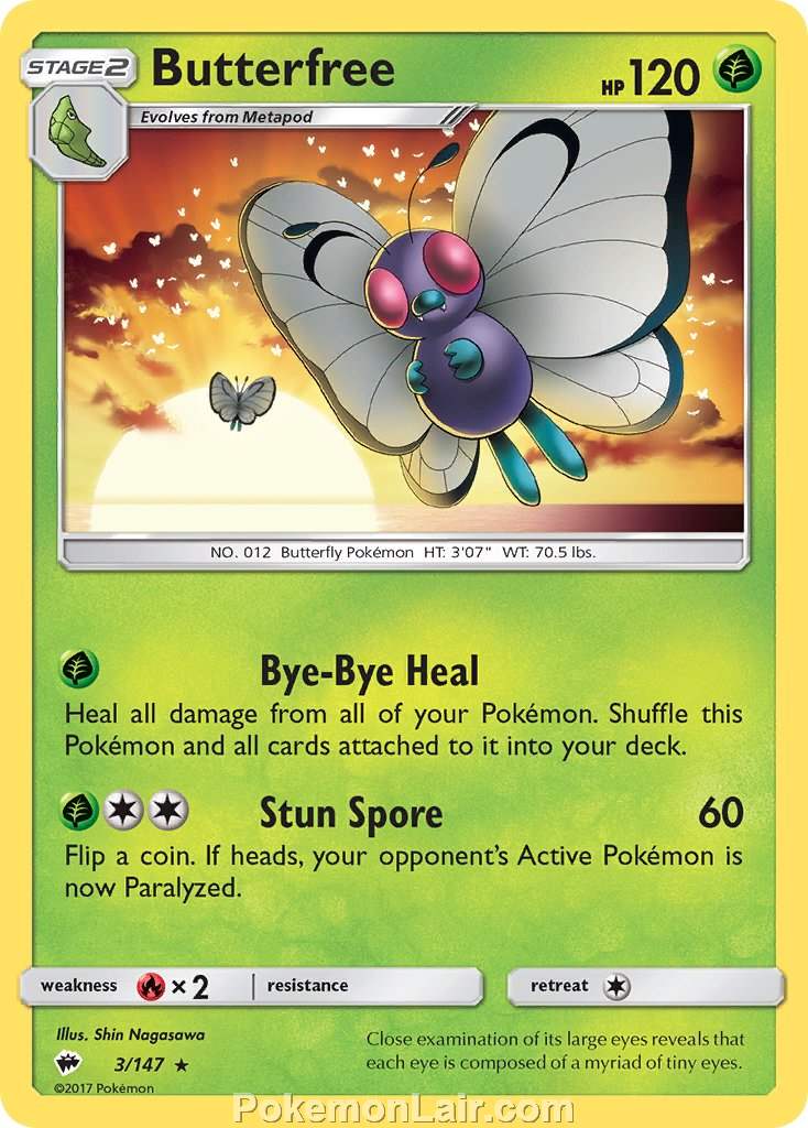 2017 Pokemon Trading Card Game Burning Shadows Price List – 3 Butterfree