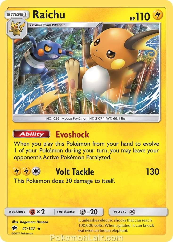 2017 Pokemon Trading Card Game Burning Shadows Price List – 41 Raichu