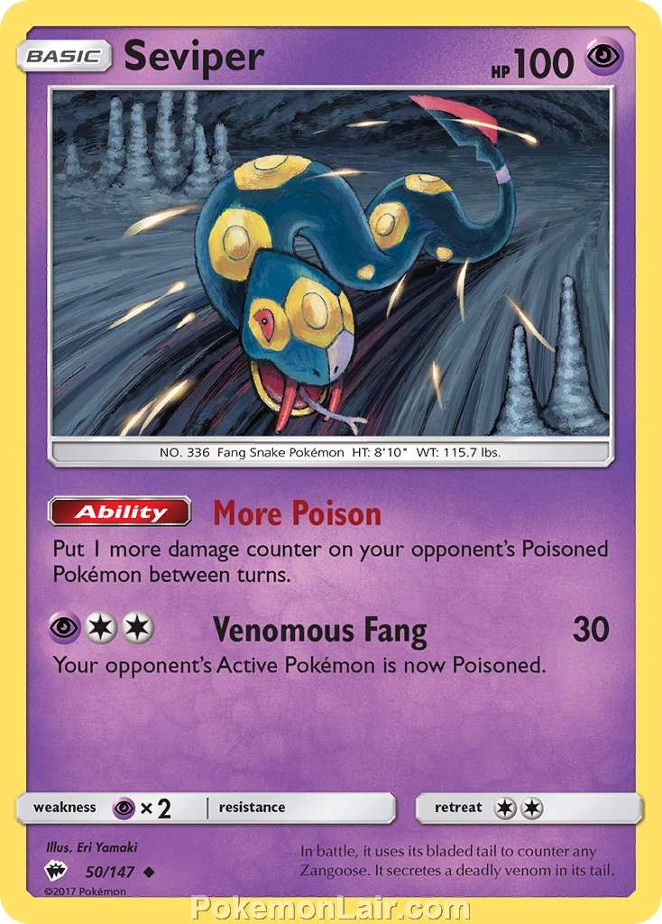 2017 Pokemon Trading Card Game Burning Shadows Price List – 50 Seviper