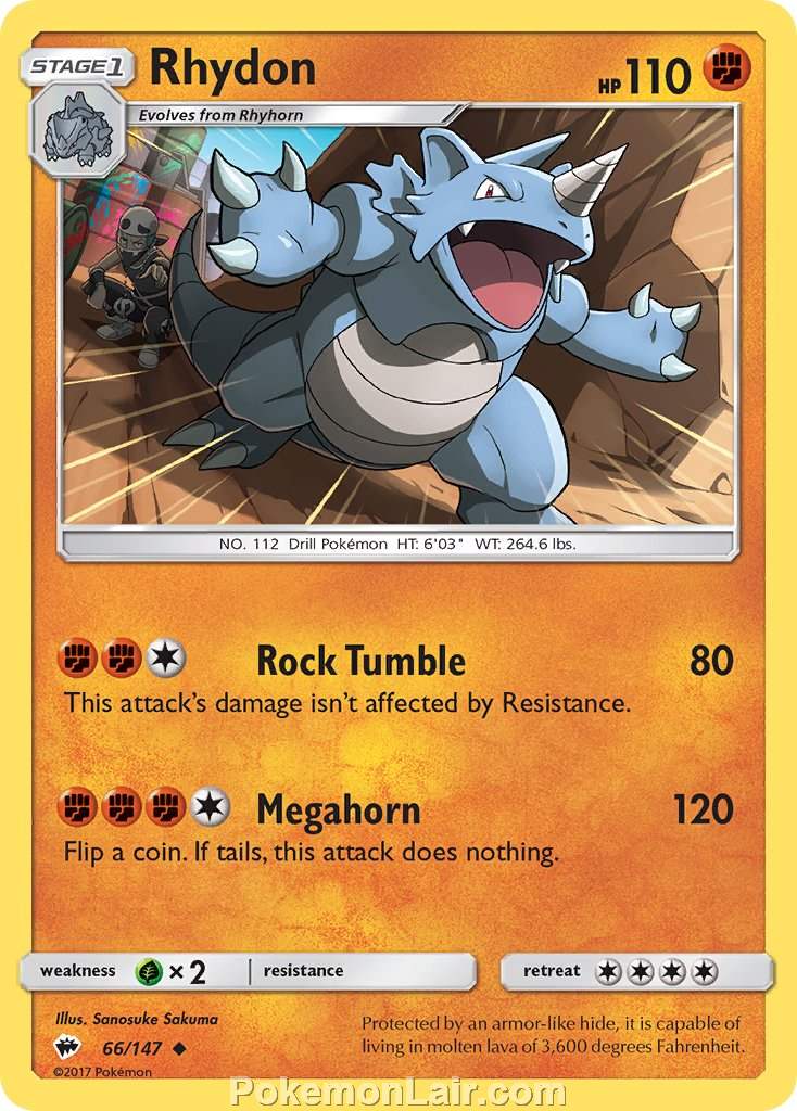 2017 Pokemon Trading Card Game Burning Shadows Price List – 66 Rhydon