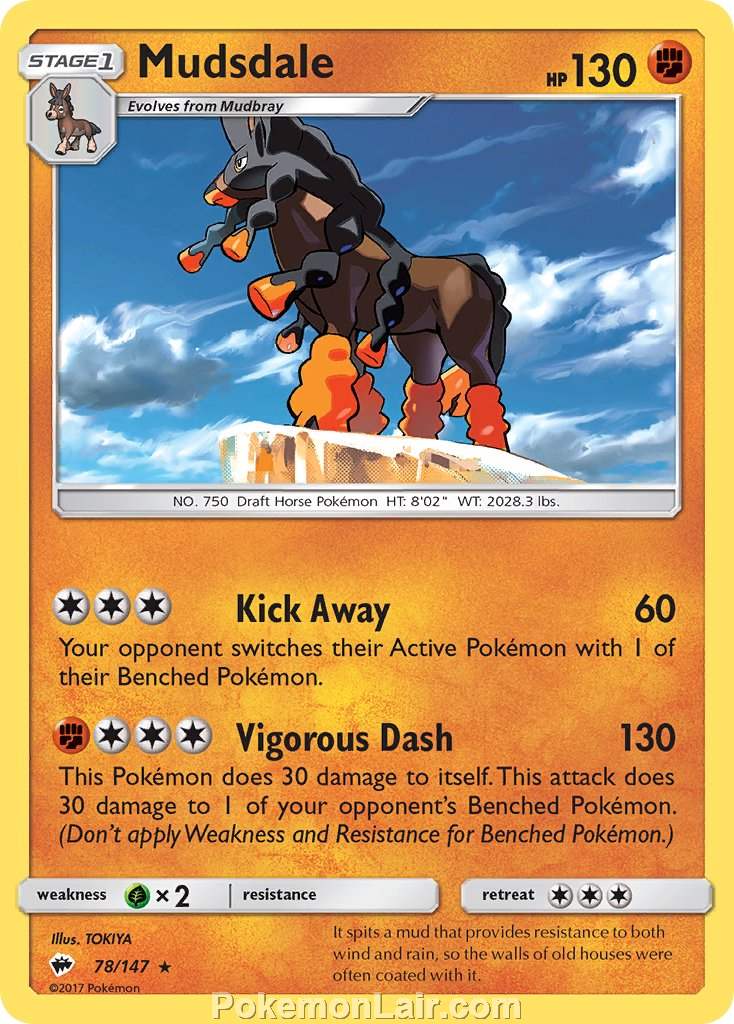 2017 Pokemon Trading Card Game Burning Shadows Price List – 78 Mudsdale