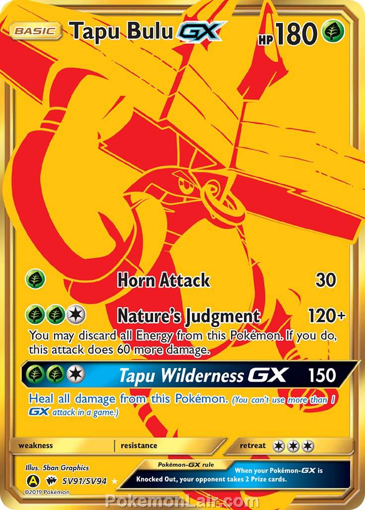 2017 Pokemon Trading Card Game Burning Shadows Price List – SV91 Tapu Bulu GX