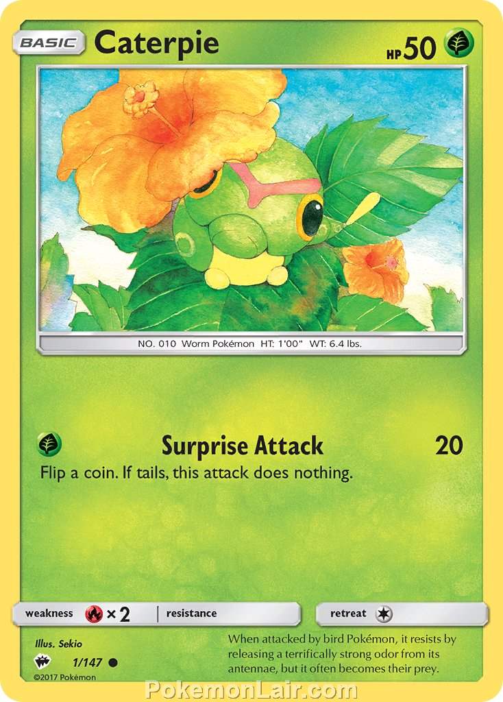 2017 Pokemon Trading Card Game Burning Shadows Set – 1 Caterpie