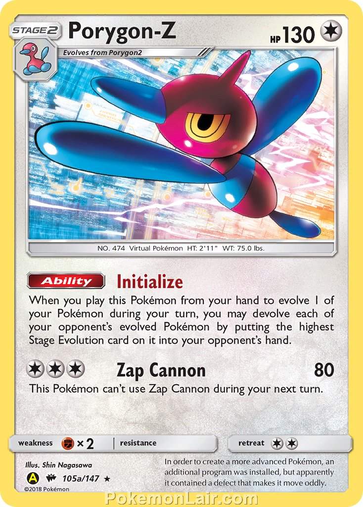 2017 Pokemon Trading Card Game Burning Shadows Set – 105a Porygon Z