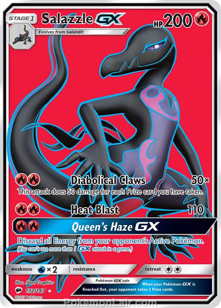 2017 Pokemon Trading Card Game Burning Shadows Set – 132 Salazzle GX