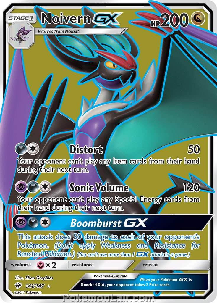 2017 Pokemon Trading Card Game Burning Shadows Set – 141 Noivern GX