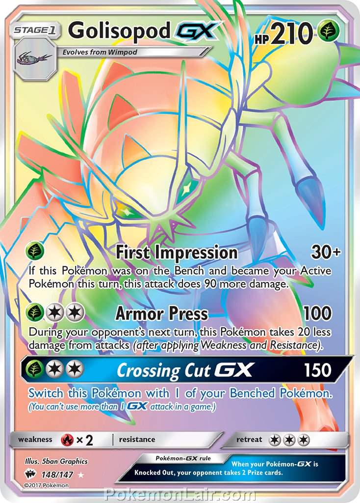 2017 Pokemon Trading Card Game Burning Shadows Set – 148 Golisopod GX