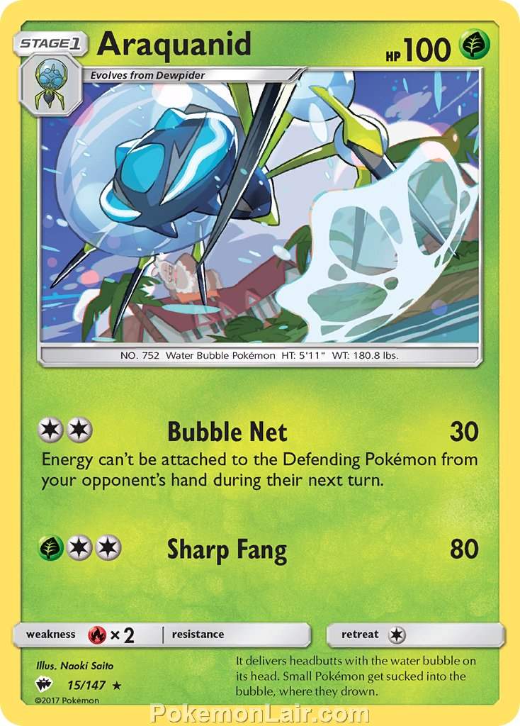 2017 Pokemon Trading Card Game Burning Shadows Set – 15 Araquanid