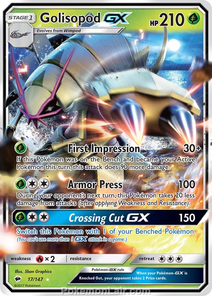 2017 Pokemon Trading Card Game Burning Shadows Set – 17 Golisopod GX