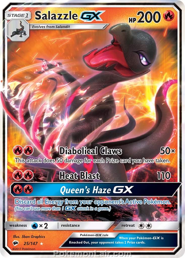 2017 Pokemon Trading Card Game Burning Shadows Set – 25 Salazzle GX