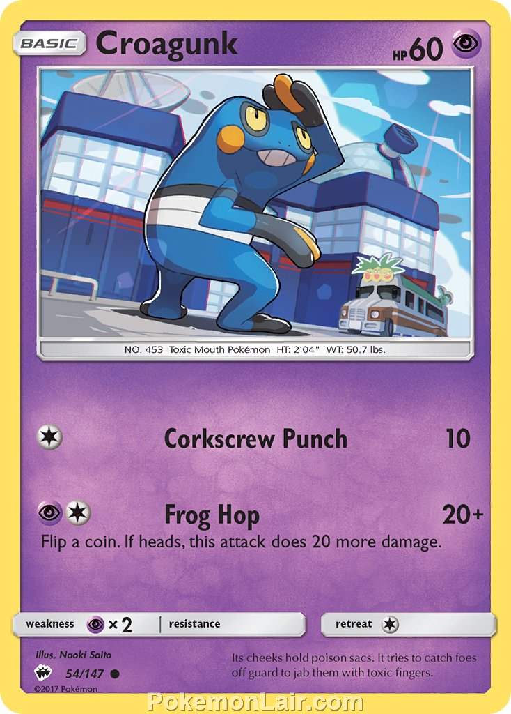 2017 Pokemon Trading Card Game Burning Shadows Set – 54 Croagunk