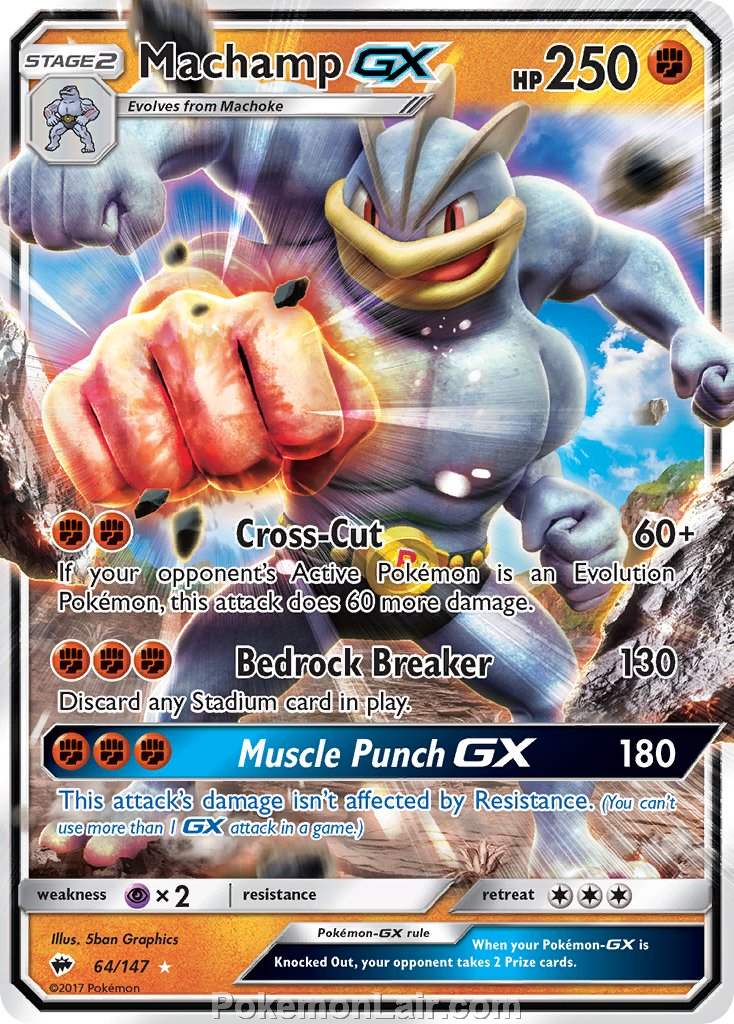 2017 Pokemon Trading Card Game Burning Shadows Set – 64 Machamp GX