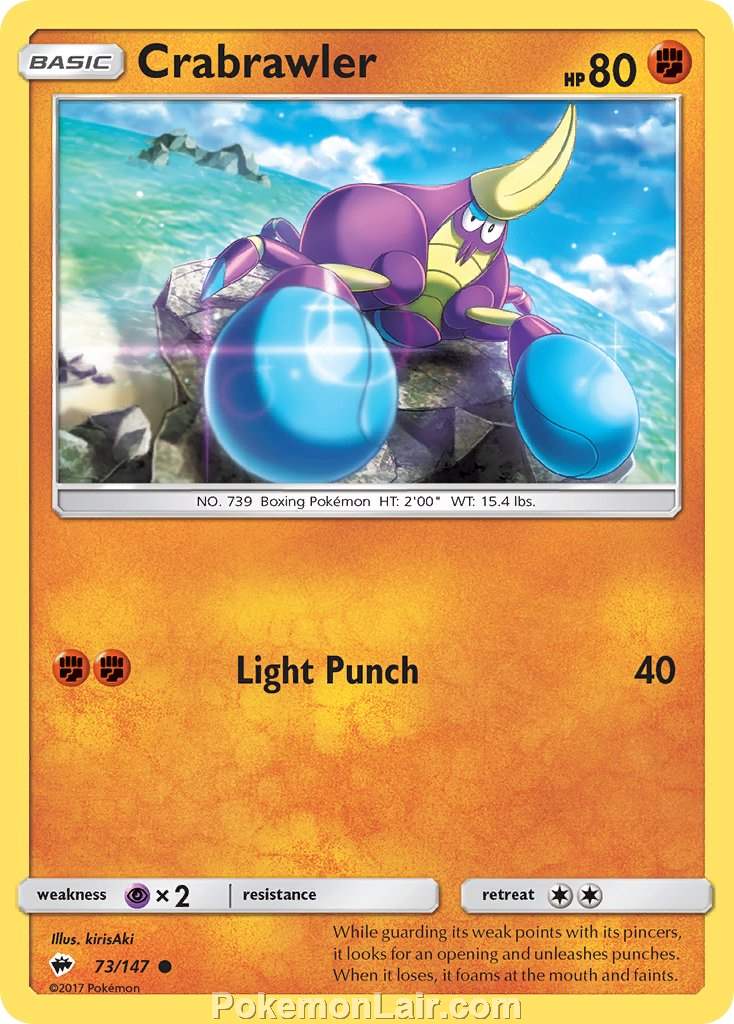 2017 Pokemon Trading Card Game Burning Shadows Set – 73 Crabrawler