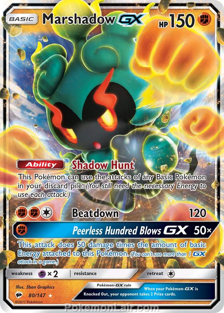 2017 Pokemon Trading Card Game Burning Shadows Set – 80 Marshadow GX