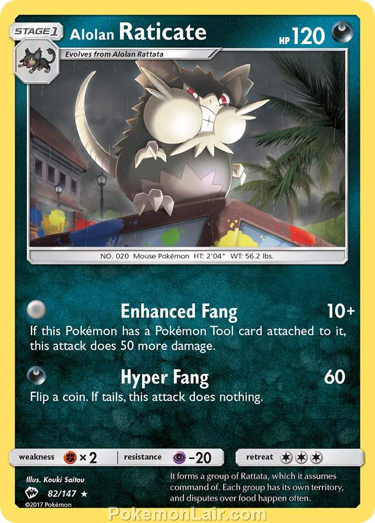 2017 Pokemon Trading Card Game Burning Shadows Set – 82 Alolan Raticate