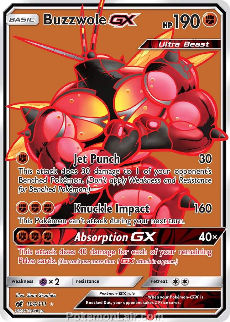 2017 Pokemon Trading Card Game Crimson Invasion Price List – 104 Buzzwole GX