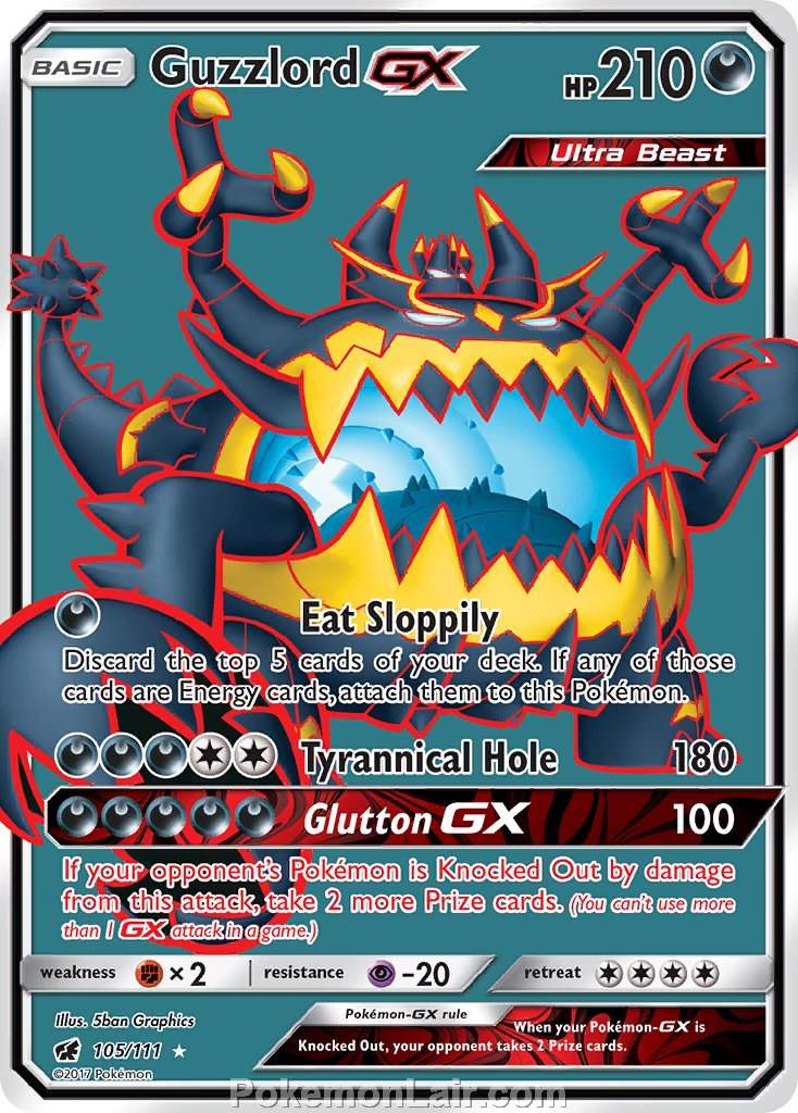 2017 Pokemon Trading Card Game Crimson Invasion Price List – 105 Guzzlord GX