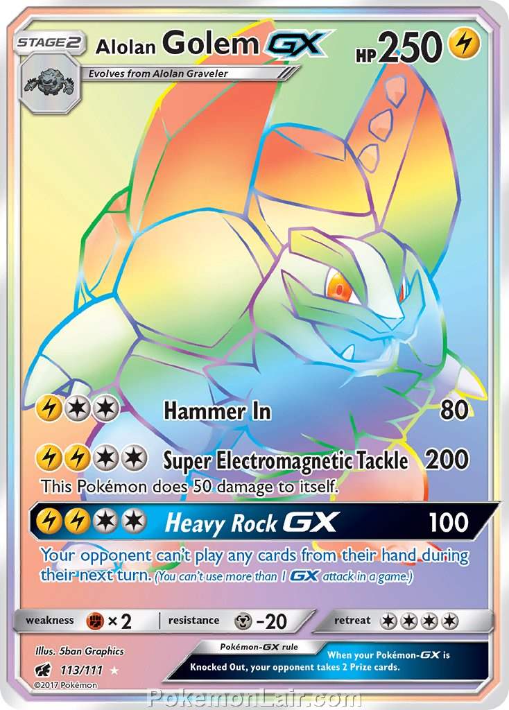 2017 Pokemon Trading Card Game Crimson Invasion Price List – 113 Alolan Golem GX