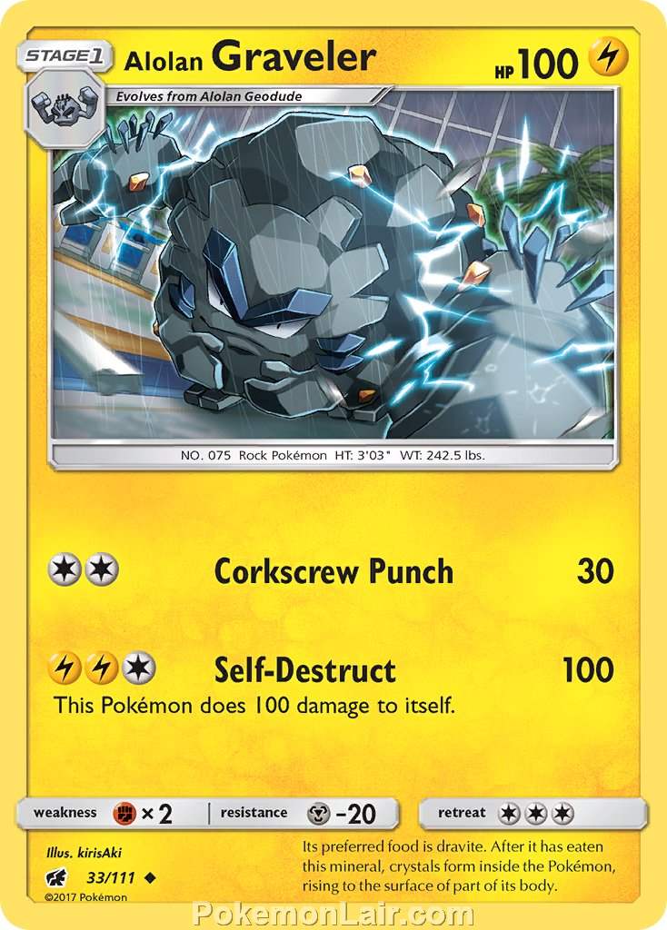 2017 Pokemon Trading Card Game Crimson Invasion Price List – 33 Alolan Graveler