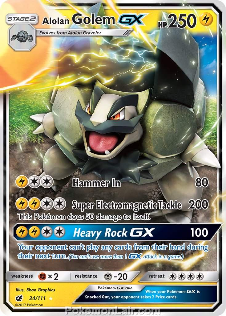 2017 Pokemon Trading Card Game Crimson Invasion Price List – 34 Alolan Golem GX