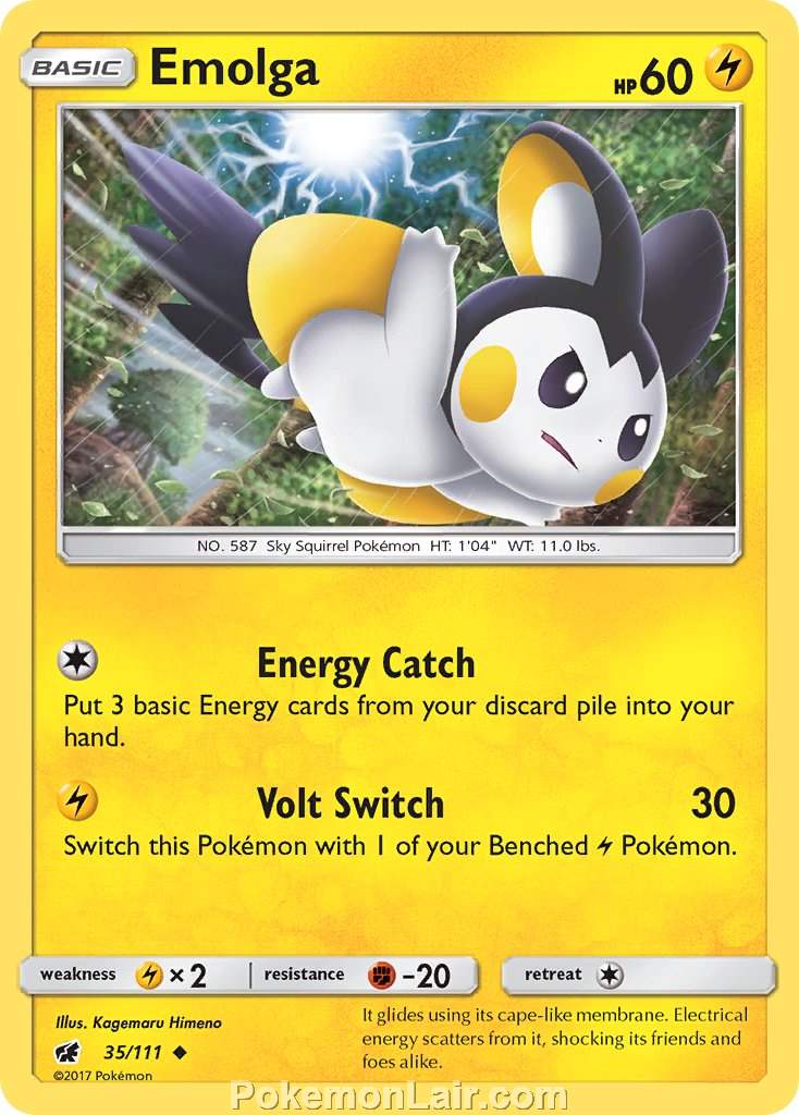 2017 Pokemon Trading Card Game Crimson Invasion Price List – 35 Emolga