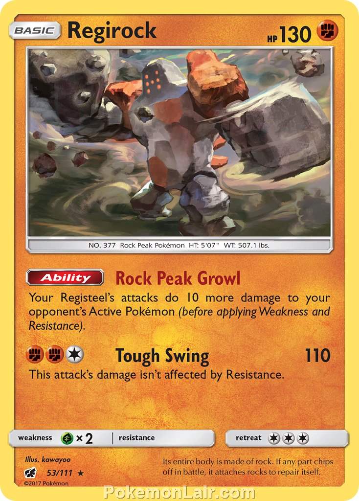 2017 Pokemon Trading Card Game Crimson Invasion Price List – 53 Regirock